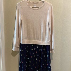 GIRLS GAP CREAM AND FLORAL PRINT DRESS